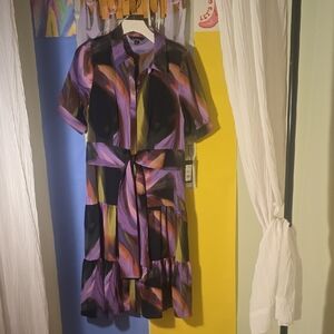 Nicole Miller Multicolor Abstract Midi Dress